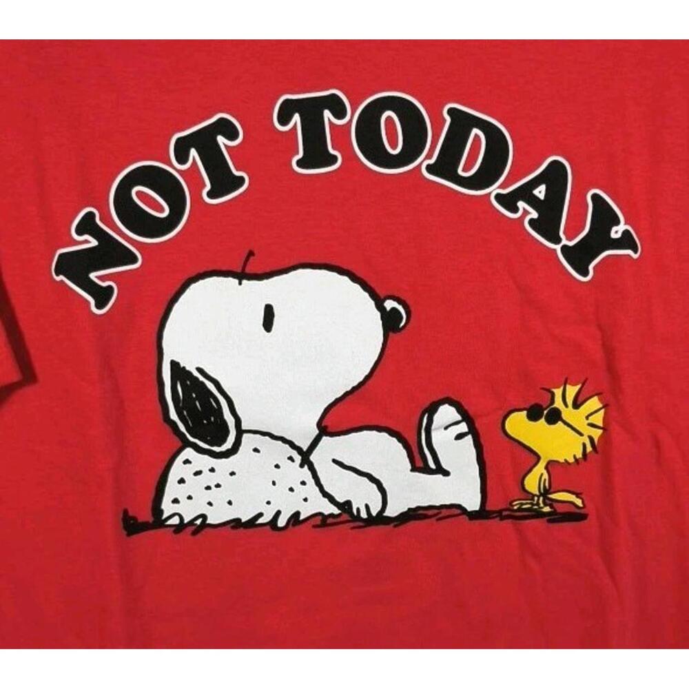 Peanuts Snoopy Not Today Women's Size Large Graphic T-Shirt Red Woodstock NWT - Picture 2 of 4